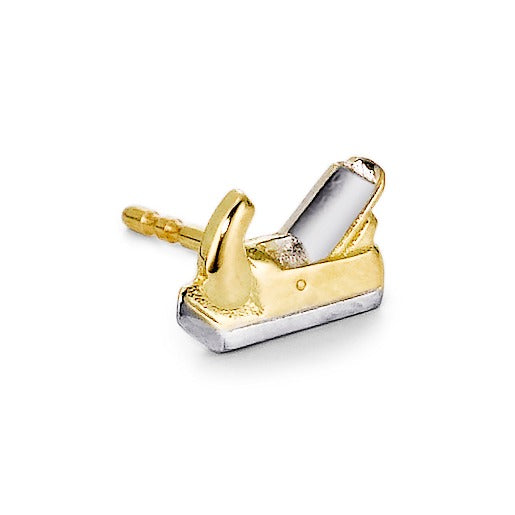 Single stud earring 18k Yellow Gold plane