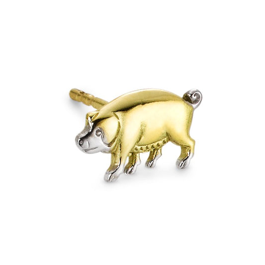 Single stud earring 18k Yellow Gold Pig