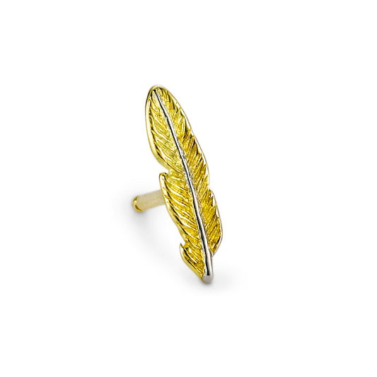 Single stud earring 9k Yellow Gold Feather