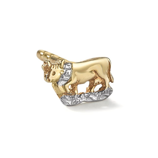 Single stud earring 9k Yellow Gold Cow