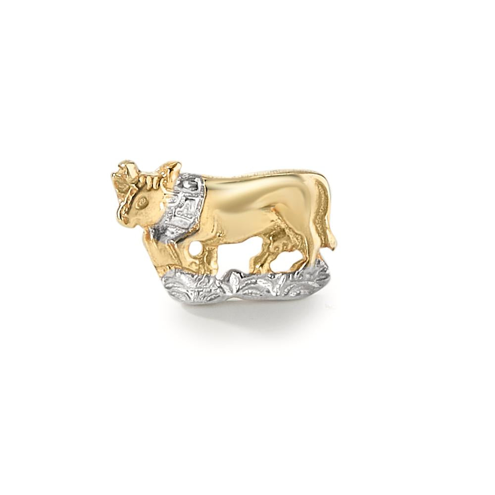 Single stud earring 9k Yellow Gold Cow