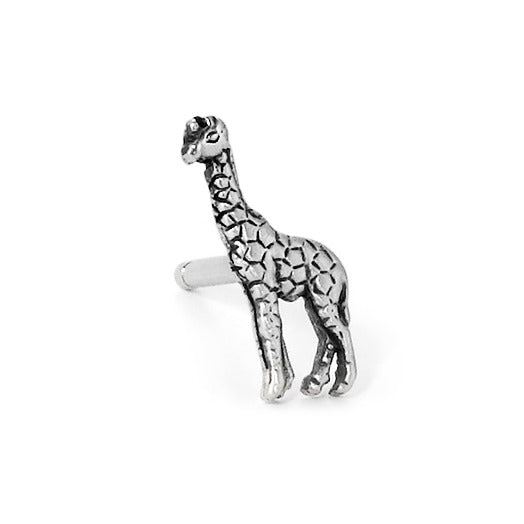 Single stud earring Silver Patinated Giraffe