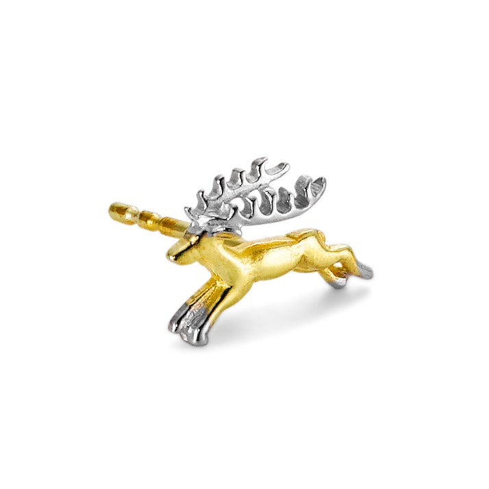 Single stud earring 9k Yellow Gold Deer