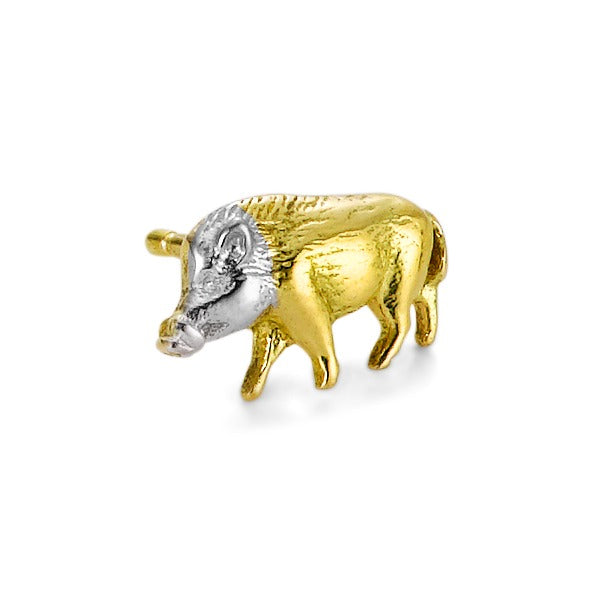 Single stud earring 18k Yellow Gold Boar