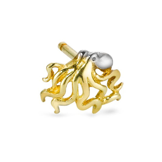 Single stud earring 18k Yellow Gold Octopus