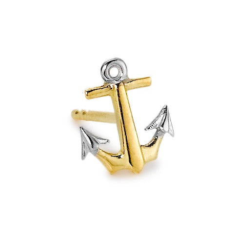 Single stud earring 18k Yellow Gold Anchor