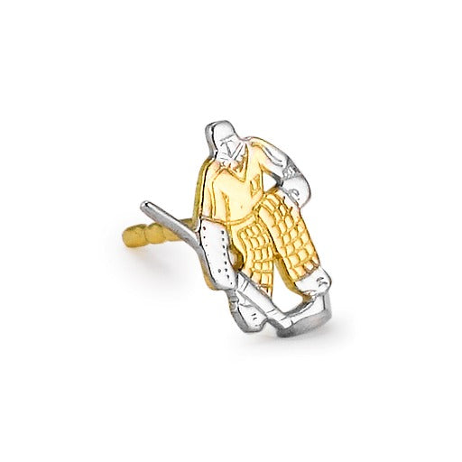 Single stud earring 18k Yellow Gold Ice Hockey