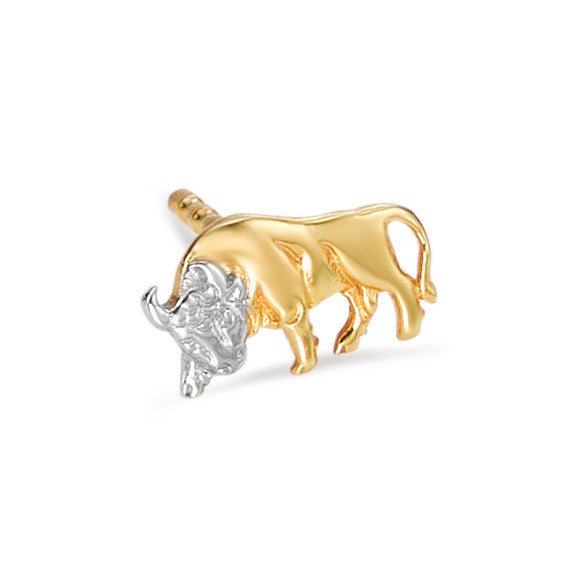 Single stud earring 9k Yellow Gold Bull