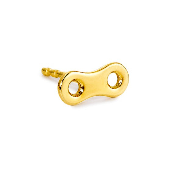 Single stud earring 18k Yellow Gold Bicycle Chain Link