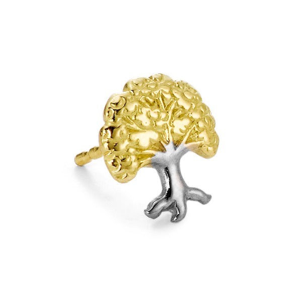 Single stud earring 18k Yellow Gold Tree