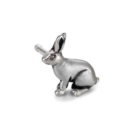 Single stud earring Silver Patinated Rabbit