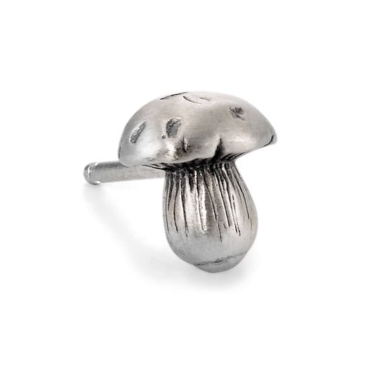 Single stud earring Silver Patinated Mushroom