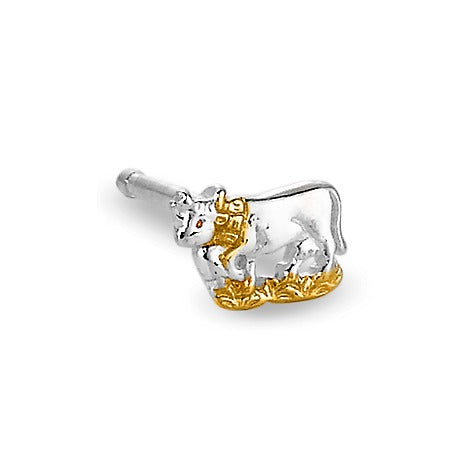 Single stud earring Silver Bicolor Bicolor Cow