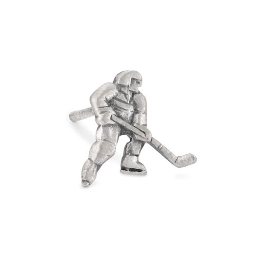 Single stud earring Silver Patinated Ice Hockey