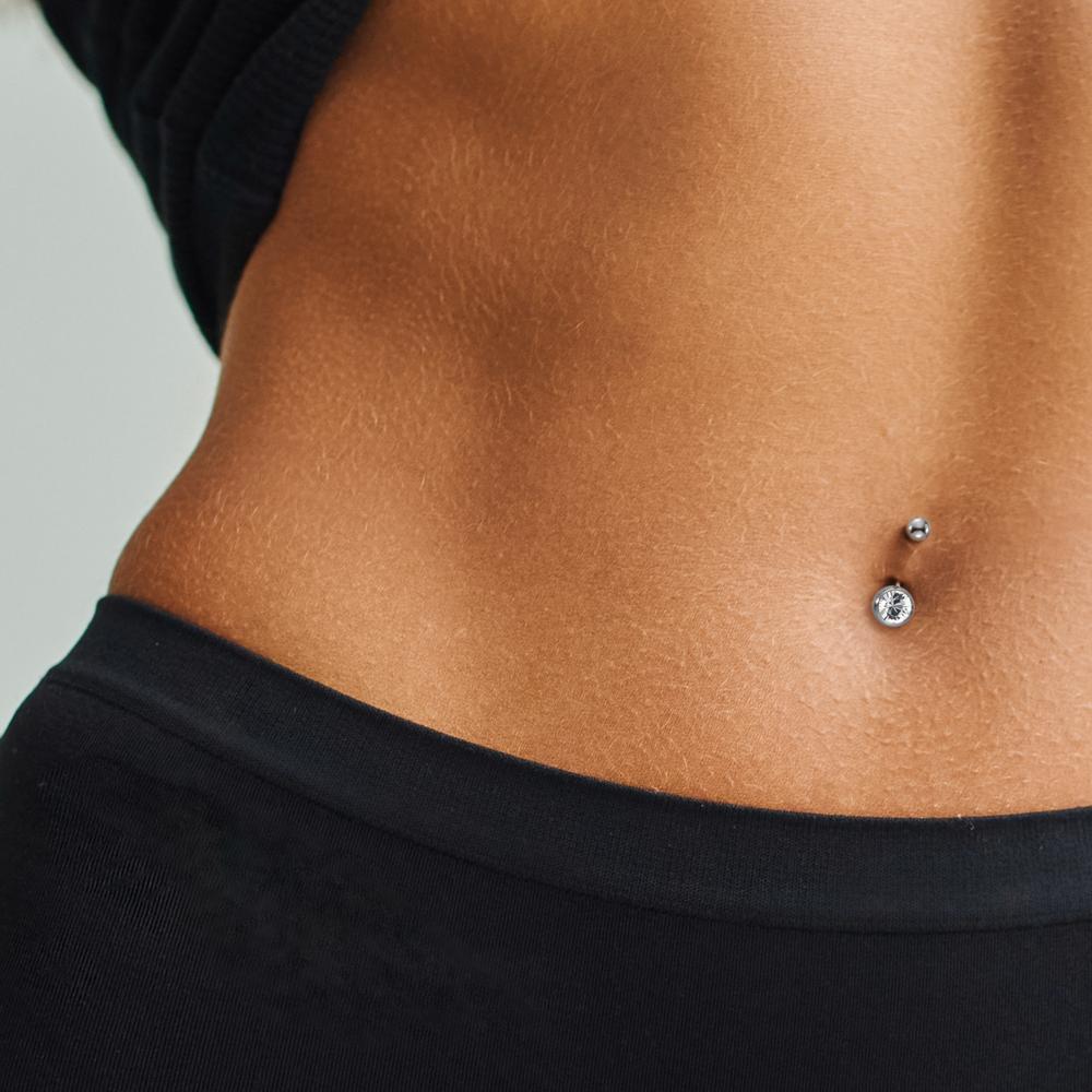 Navel piercing Titanium Crystal White