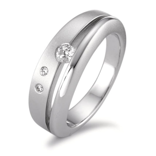 Ring Silver Zirconia 3 Stones Rhodium plated