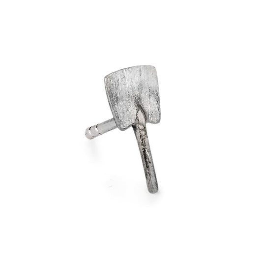 Single stud earring Silver Patinated Shingle