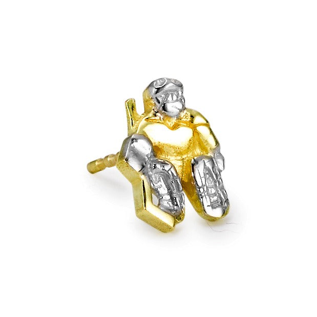 Single stud earring 9k Yellow Gold Ice Hockey