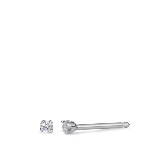 Stud earrings Silver Zirconia 2 Stones Rhodium plated Ø2.5 mm