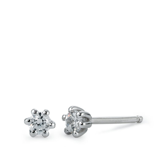 Stud earrings Silver Zirconia 2 Stones Rhodium plated Ø3 mm