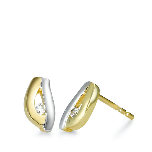 Stud earrings 18k Yellow Gold Zirconia 2 Stones