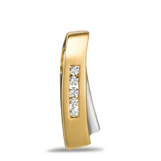 Pendant 18k Yellow Gold Zirconia 5 Stones Bicolor