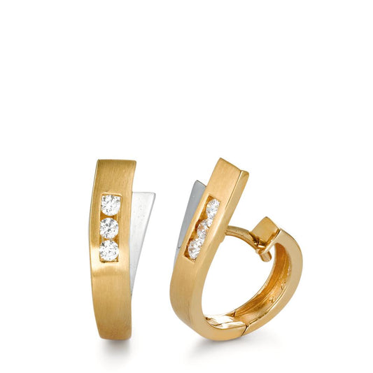 Hinged hoop 18k Yellow Gold Zirconia 6 Stones Bicolor