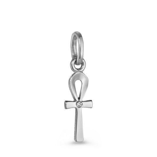 Pendant 18k White Gold Diamond 0.01 ct, w-si Ankh