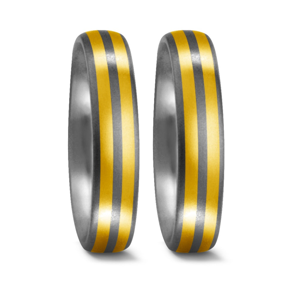 Wedding Ring Titanium, 18k Yellow Gold