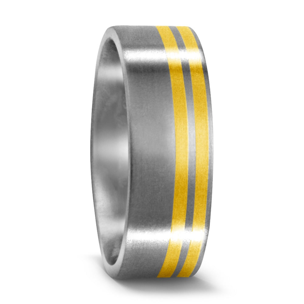 Wedding Ring Titanium, 18k Yellow Gold