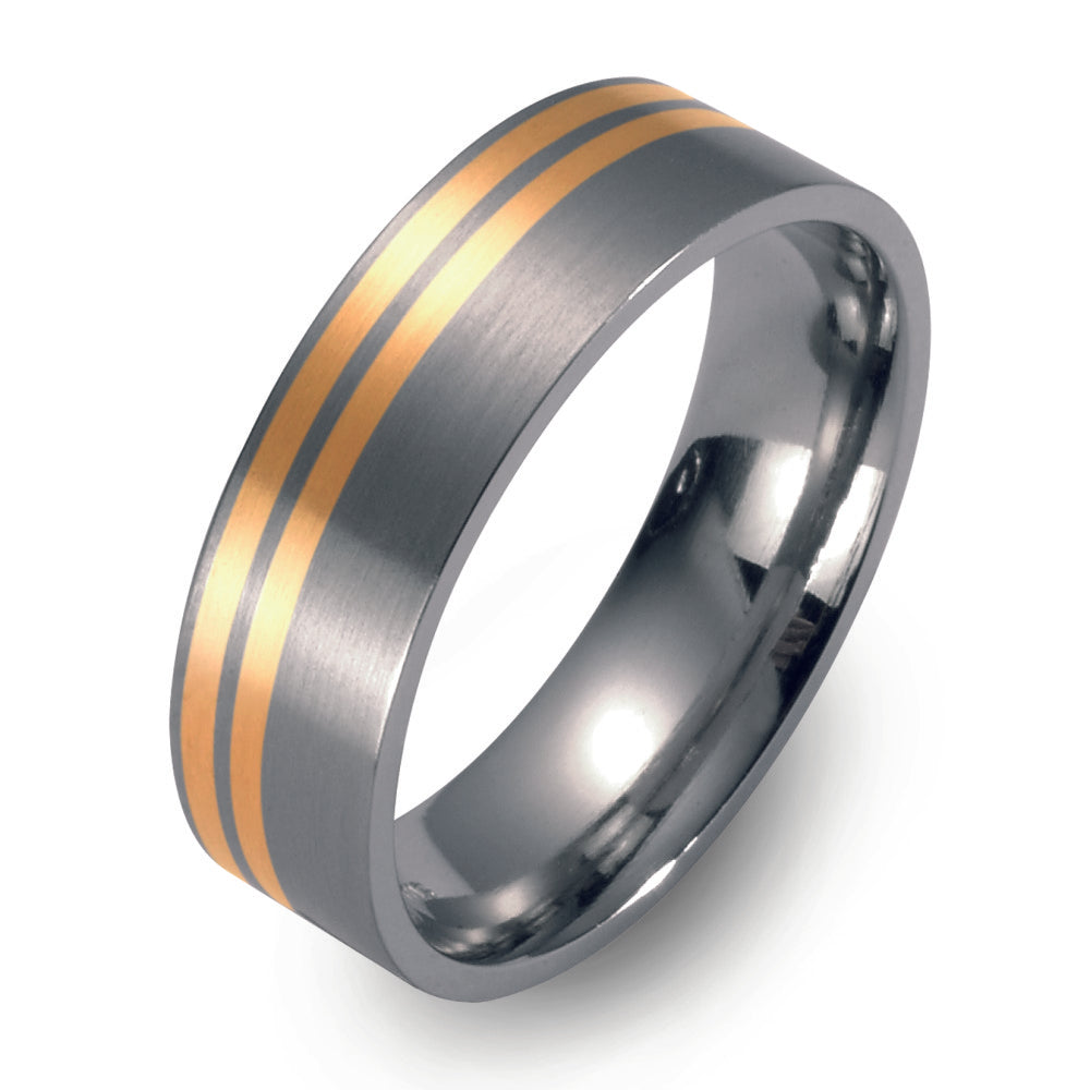 Wedding Ring Titanium, 18k Yellow Gold