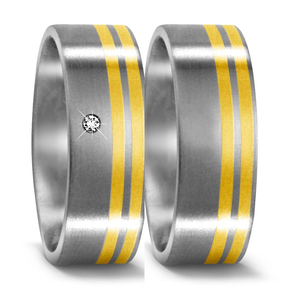 Wedding Ring Titanium, 18k Yellow Gold