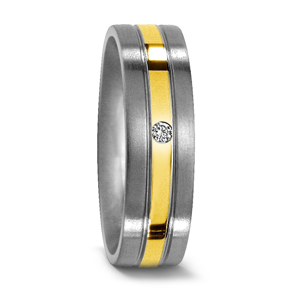 Ring Titanium, 18k Yellow Gold Diamond 0.02 ct, w-si