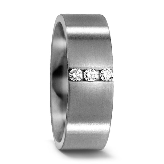 Wedding Ring Titanium Diamond 0.09 ct, 3 Stones, w-si