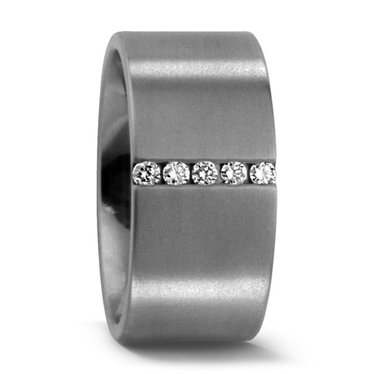 Wedding Ring Titanium Diamond 0.10 ct, 5 Stones, w-si