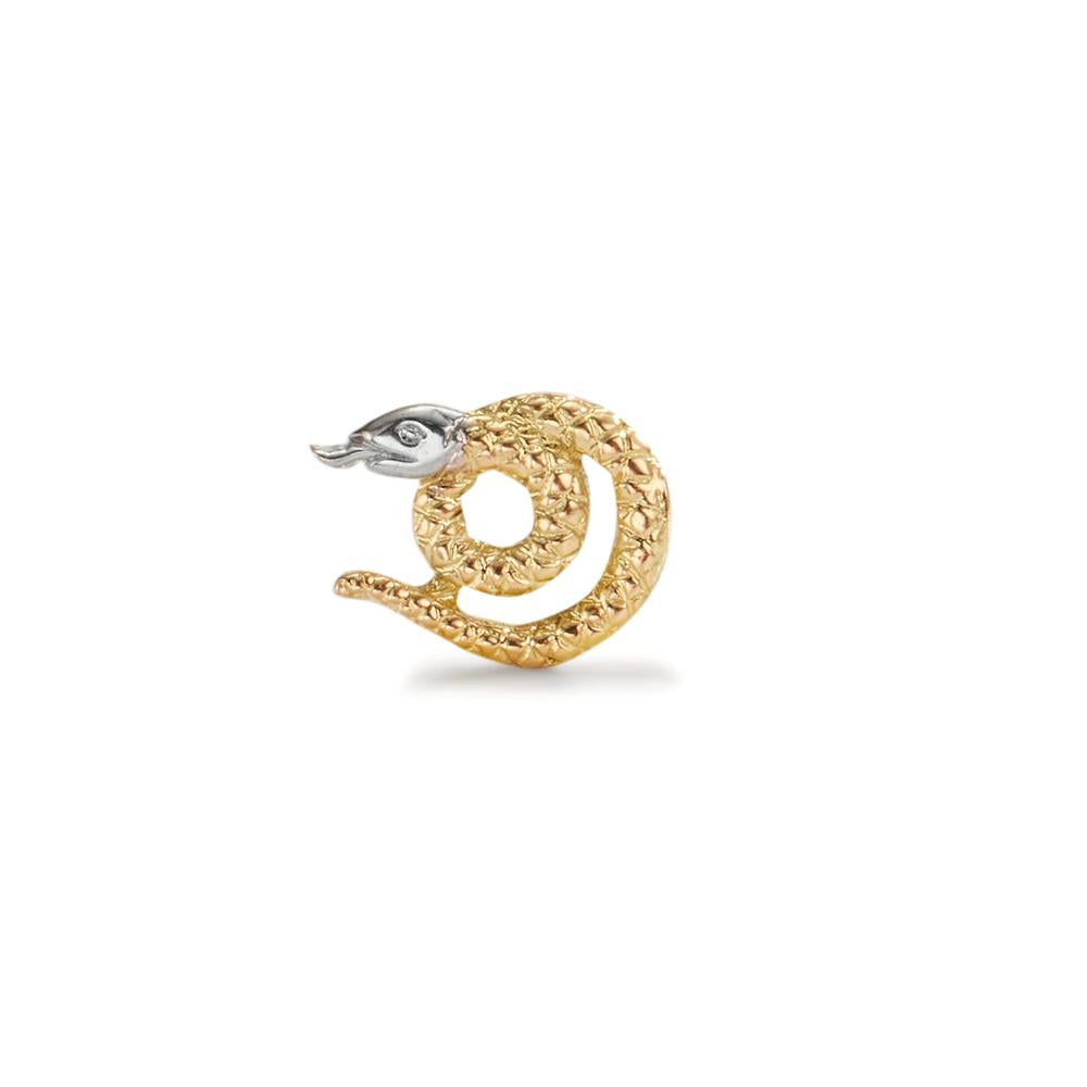 Single stud earring 18k Yellow Gold Bicolor Snake