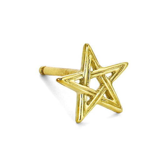 Single stud earring 14k Yellow Gold Pentagram