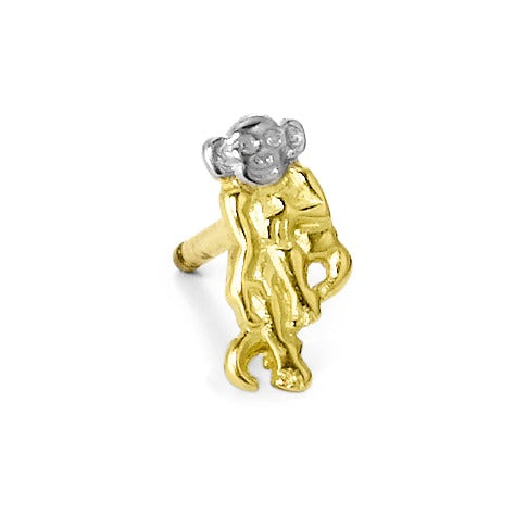 Single stud earring 18k Yellow Gold Monkey