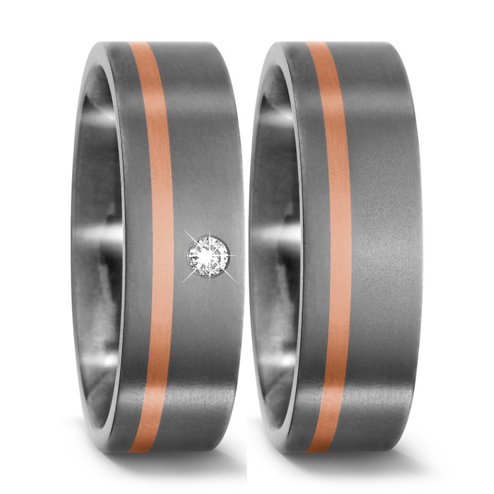 Wedding Ring Titanium, 18k Red Gold