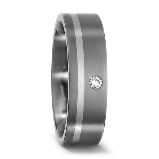 Ring Titanium, Platinum 950 Diamond 0.03 ct, w-si