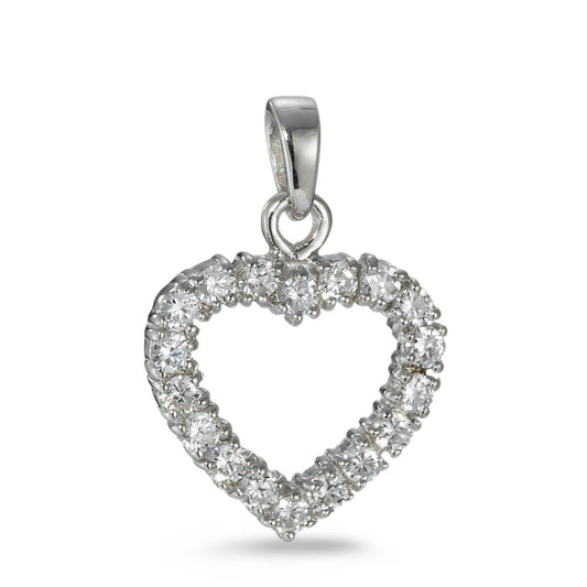 Pendant Silver Zirconia 18 Stones Rhodium plated Heart