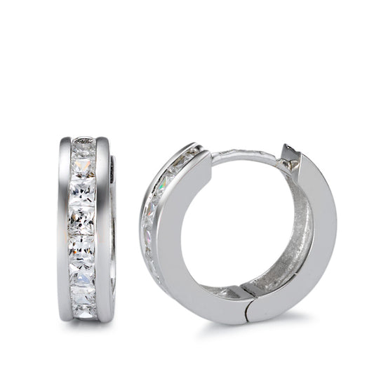 Hinged hoop Silver Zirconia 16 Stones Rhodium plated