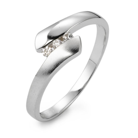 Ring Silver Zirconia 3 Stones Rhodium plated