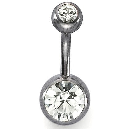 Navel piercing Titanium Crystal White, 2 Stones