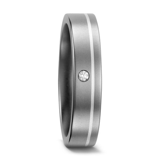 Wedding Ring Titanium, Silver Diamond 0.03 ct, w-si