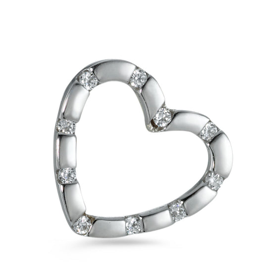 Pendant 18k White Gold Zirconia 10 Stones Heart