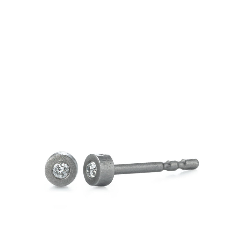 Stud earrings Titanium Diamond 0.02 ct, 2 Stones, w-si Ø3 mm