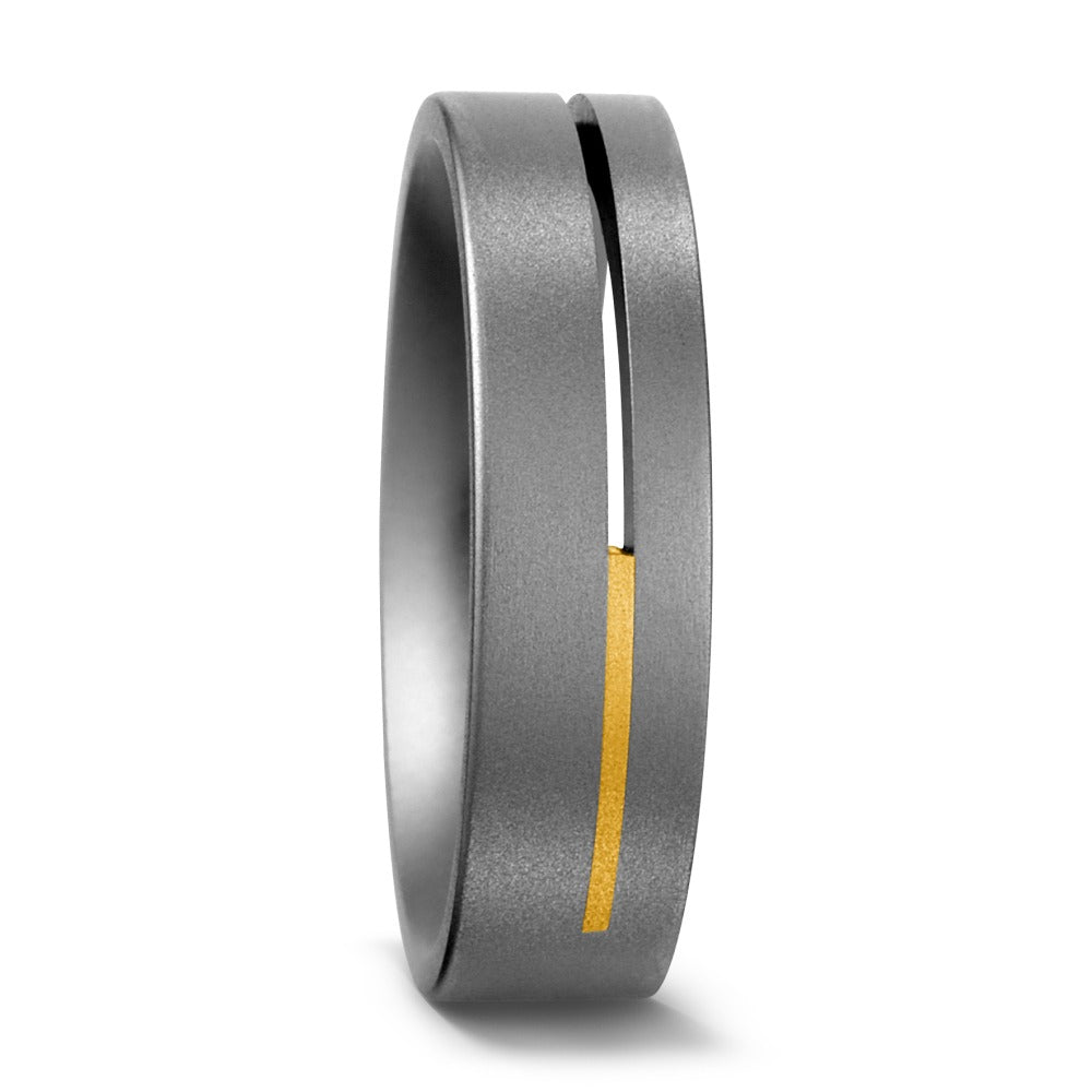 Wedding Ring Titanium, 18k Yellow Gold