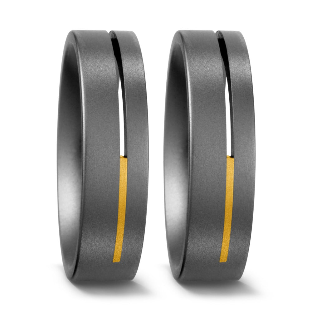 Wedding Ring Titanium, 18k Yellow Gold