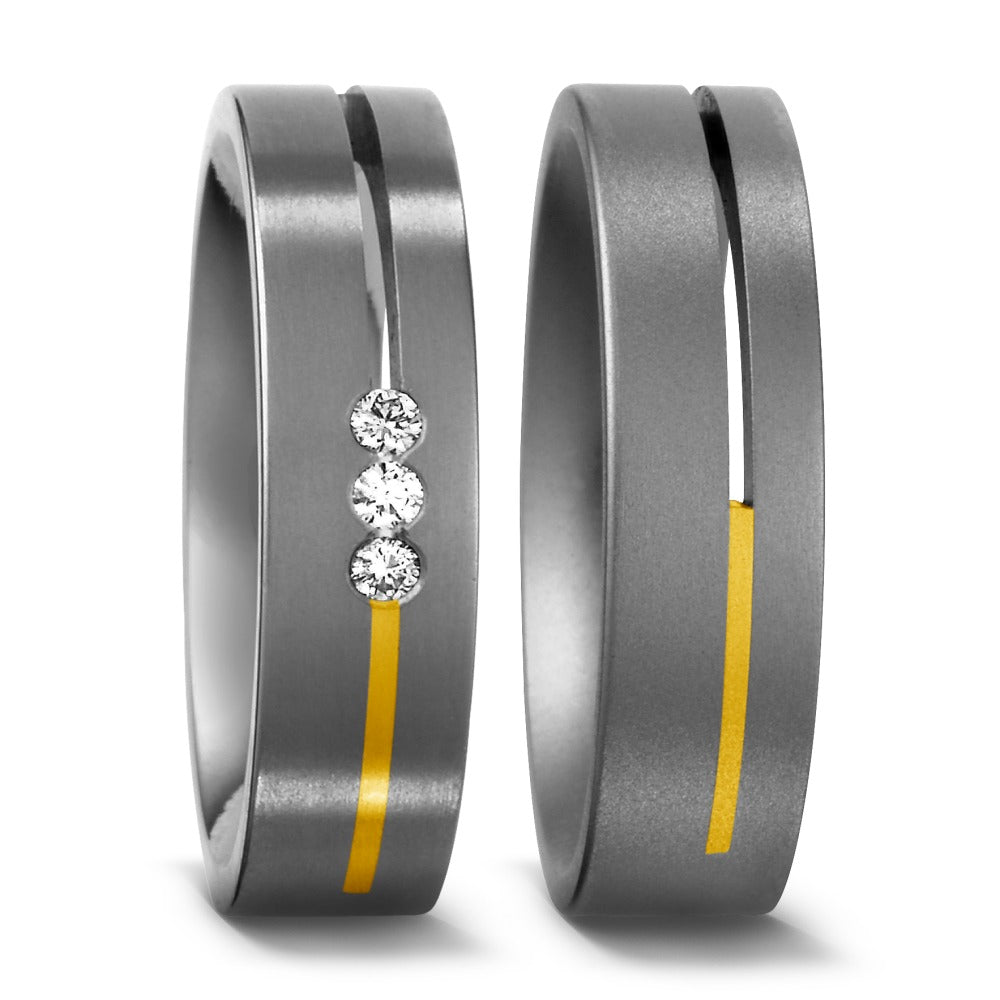 Wedding Ring Titanium, 18k Yellow Gold